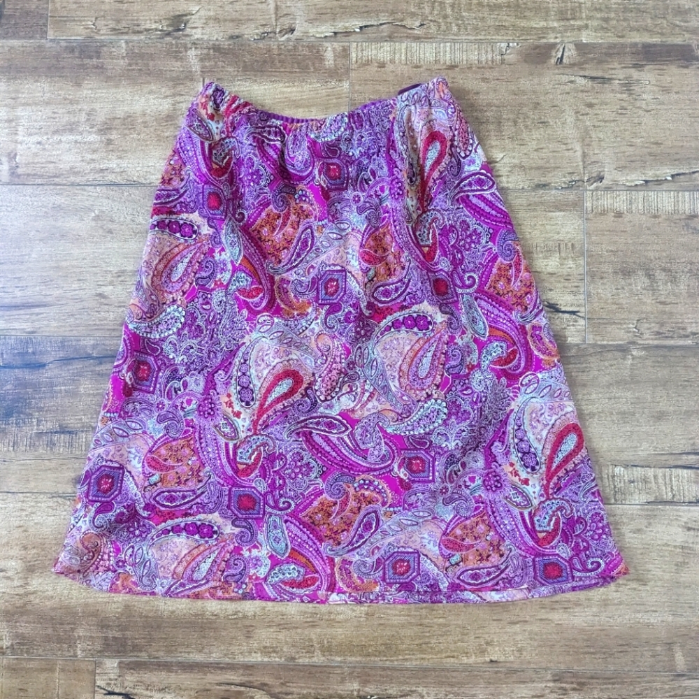 Pink Paisley Silk y2k Chiffon Skirt Size 10 Petite Women